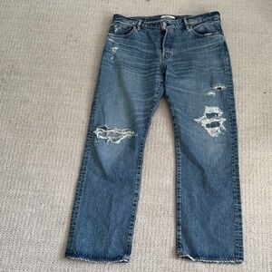 Moussey Vintage straight leg jeans, distressing, sz 31